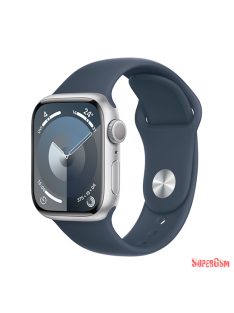   Apple Watch Series 9 GPS 41mm Silver Aluminium Case with Sport Band S/M - Storm Blue