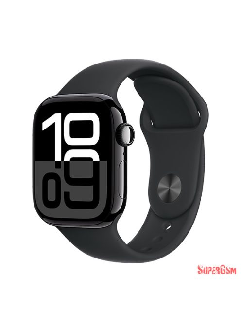 Apple Watch Series 10 GPS 42mm Jet Black Aluminium Case with Sport Band S/M - Fekete