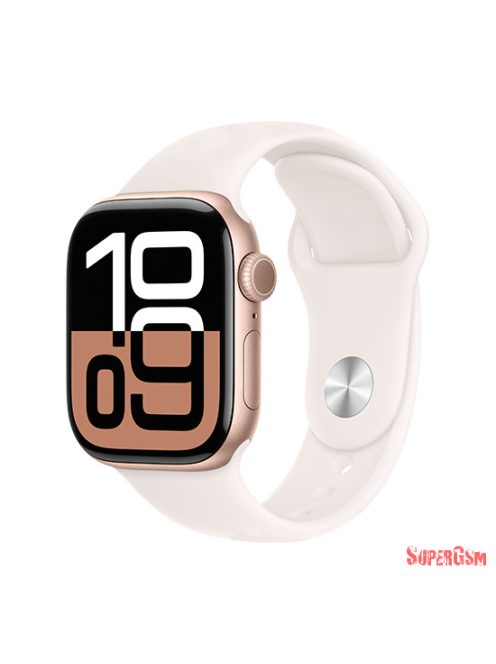 Apple Watch Series 10 GPS 42mm Rose Gold Aluminium Case with Sport Band S/M - Light Blush