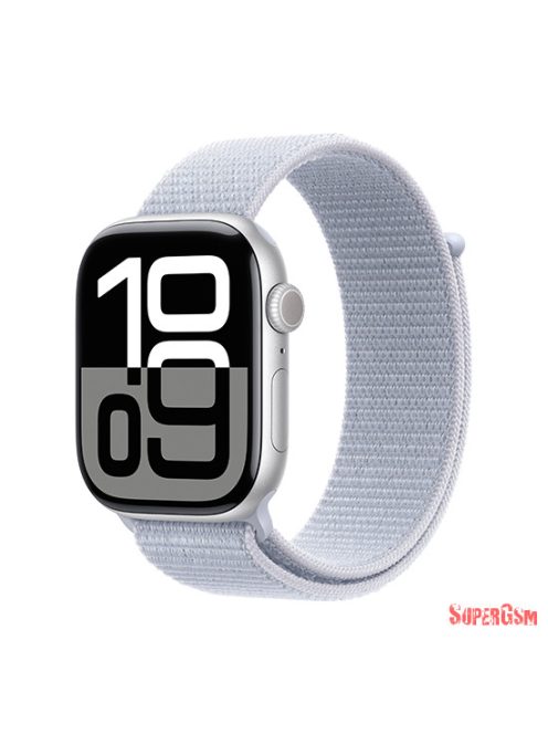 Apple Watch Series 10 GPS 46mm Silver Aluminium Case with Sport Loop - Blue Cloud