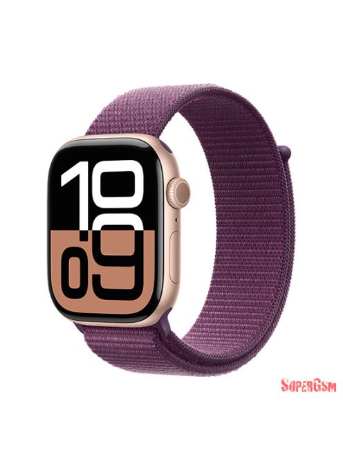 Apple Watch Series 10 GPS 46mm Rose Gold Aluminium Case with Sport Loop - Plum