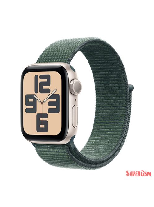 Apple Watch SE (2024) GPS 40mm Starlight Aluminium Case with Sport Loop - Lake Green