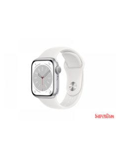 Apple Watch S8 GPS 45mm Ezüst tok, Fehér szíj