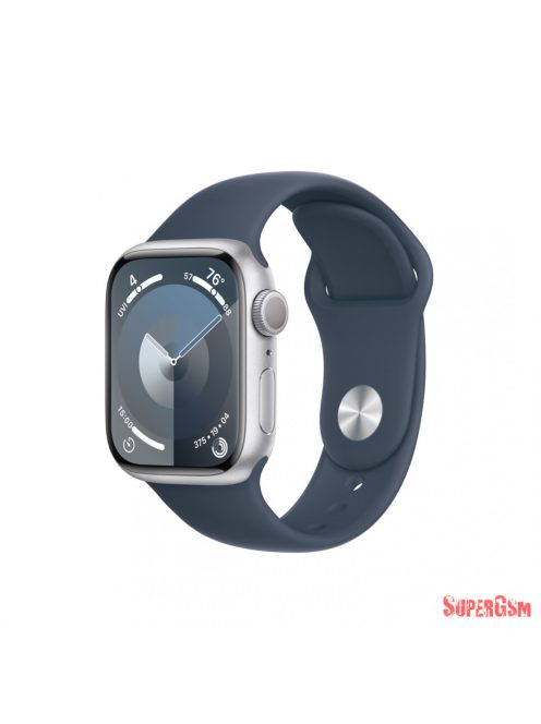 Apple Watch S9 41mm ezüst Alu tok,Sötétkék sport szíj (M/L)