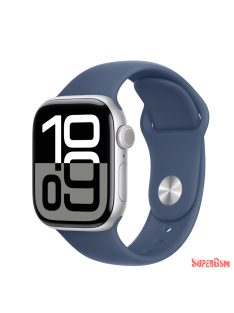   Apple Watch S10 Cellular 42mm ezüst alumíniumtok, kék sport M/L