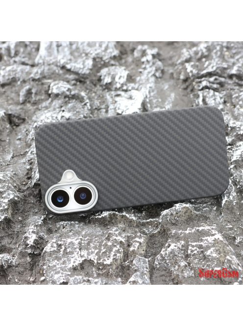 Aramid mágneses karbon tok, Iphone 16,  Fekete