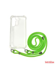 Sam S23 TPU+PC Átlát.tok,Neon Zöld zsinórral