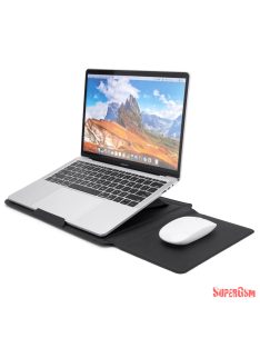 Bőrhatású multifunkciós laptoptartó, Fekete