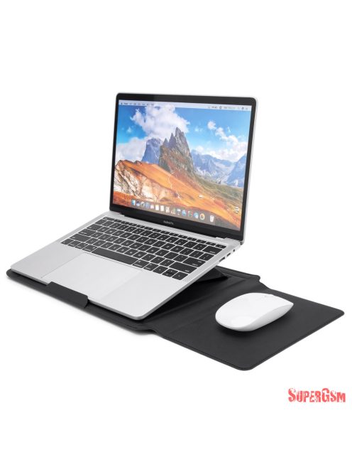 Bőrhatású multifunkciós laptoptartó, Fekete