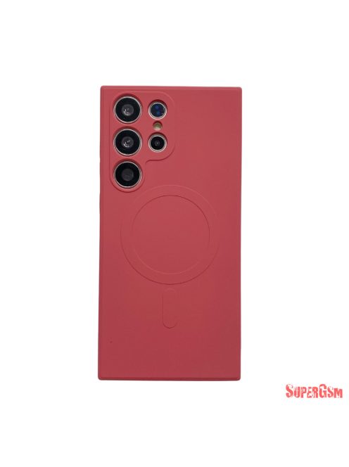 Samsung S24 mágneses szilikon tok, Piros