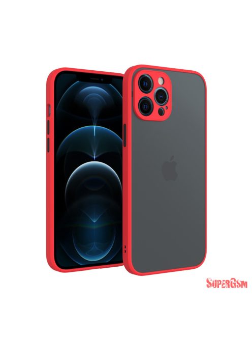 iPhone 12 Pro Max műanyag tok, piros, fekete