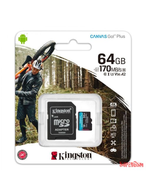 Kingston 64GB Canvas Go! Plus Class10 UHS-I U3 V30 A2