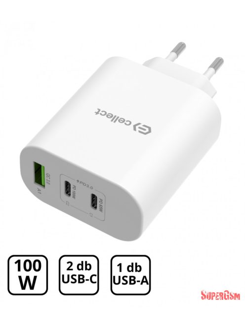 Hálózati gyorstöltő adapter 100W, Fehér