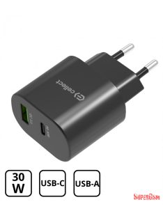 Hálózati gyorstöltő adapter 30W, Fekete