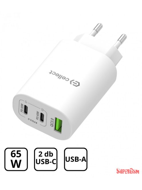 Hálózati gyorstöltő adapter 65W, Fehér