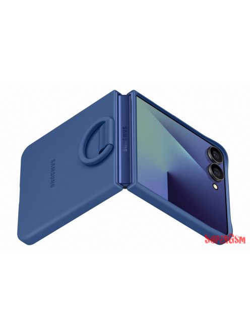 Samsung Flip 7 Szilikon tok gyűrűvel, kék