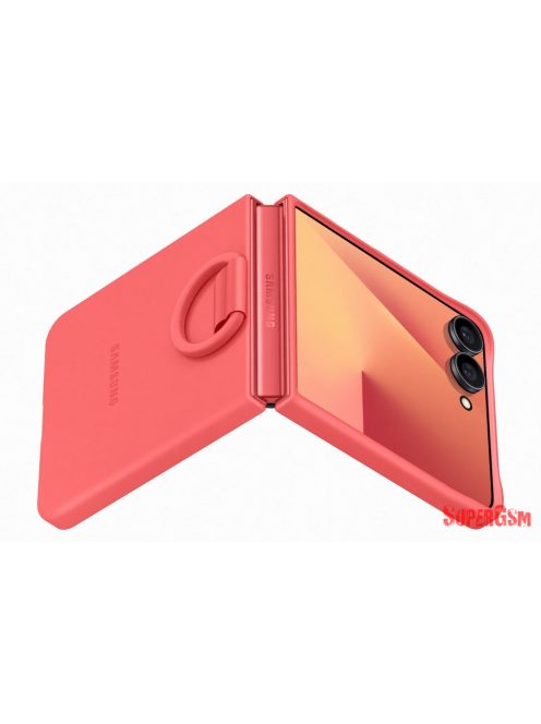 Samsung Flip 7 Szilikon tok gyűrűvel, koral