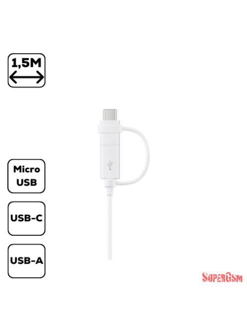 Samsung 2 in 1, USB Type-C és Micro kábel, Fehér