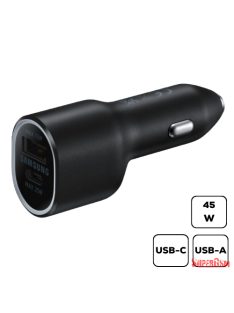 Samsung autós töltő USB A (15W) USB C (25W),Fekete