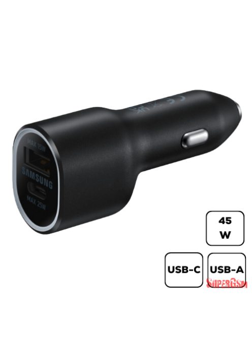 Samsung autós töltő USB A (15W) USB C (25W),Fekete