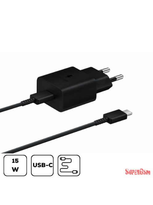 Sam hálózati adapter kábellel,15W PD USB-C,Feket