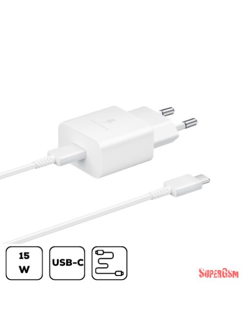 Sam hálózati adapter kábellel,15W PD USB-C,Fehér