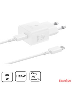 Samsung hálózati adapter kábellel, 25W, fehér