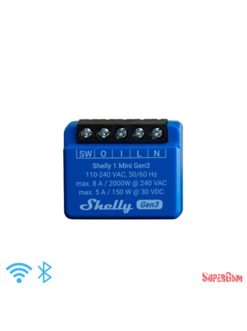 Shelly 1 Mini Gen3 egy áramkörös WiFi-s okosrelé, 8A