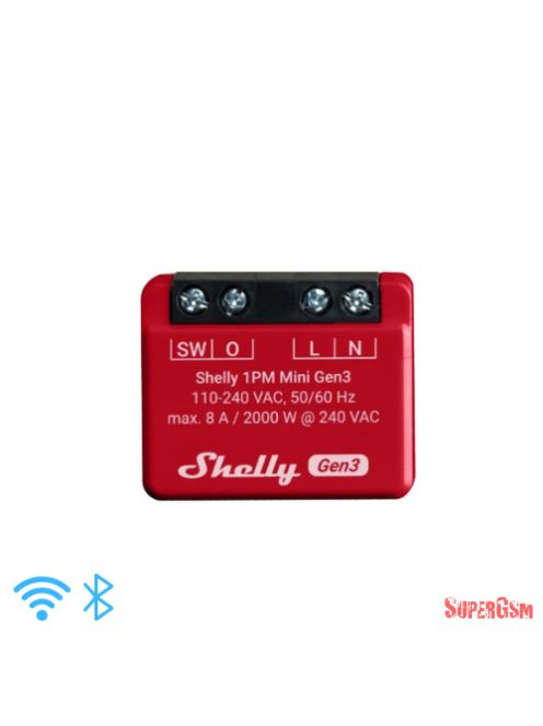 Shelly 1PM Mini Gen3 egy áramkörös fogy.mérő WiFi-s okosrelé,8A