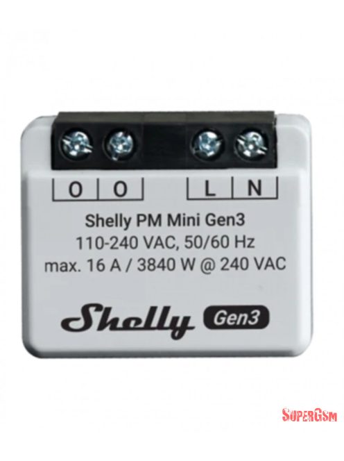 Shelly PM Mini Gen3, WiFi + Bluetooth modul, fogyasztásméréssel