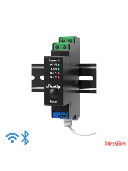 Shelly Pro 2PM DIN sínre szerelhető Wifi-s,áramfogy. méréssel