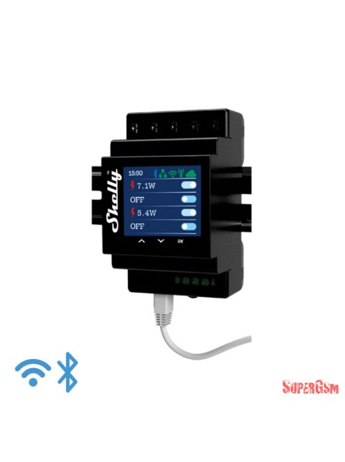 Shelly Pro 4PM, 4 áramkörös Wifi+Ethernet+Bluet. okosrelé