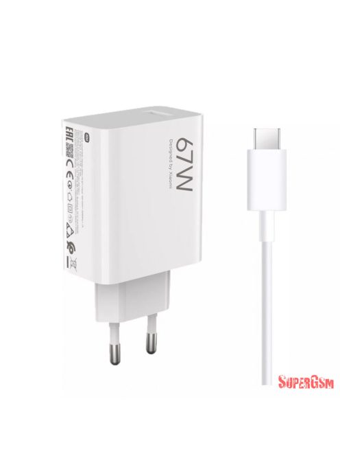 Xiaomi 67W hálózati töltő USB-C adatkábellel, fehér BHR9465