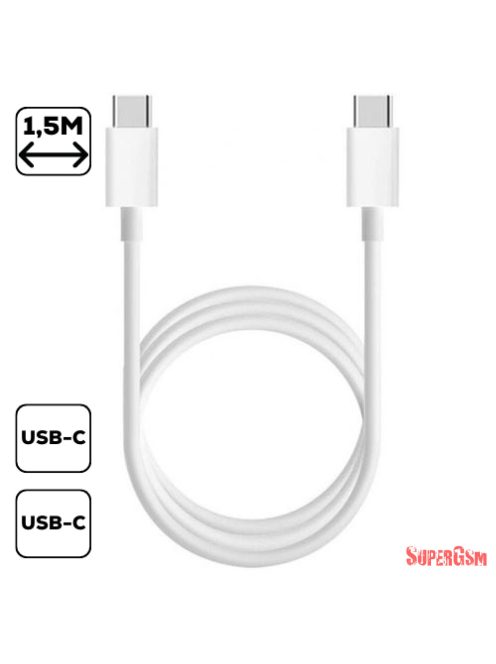 USB Type-C adat-és töltőkábel, 1,5m, fehér